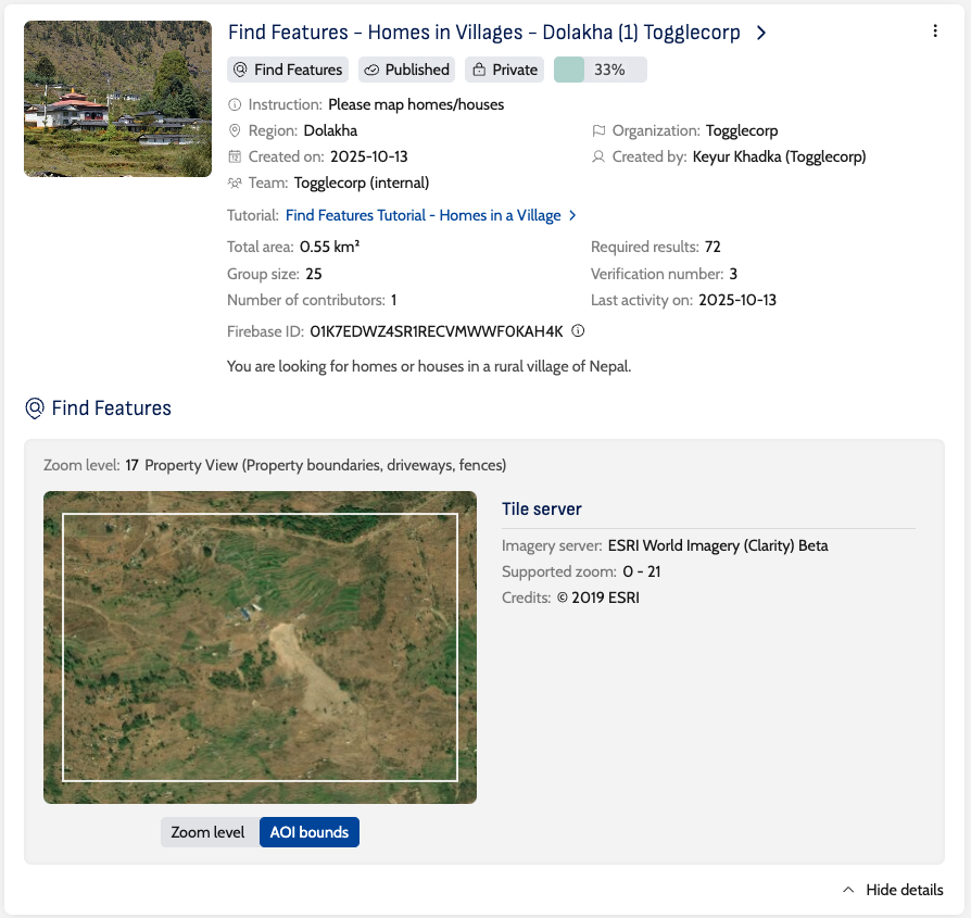 An image showing what the MapSwipe project management page looks like in both the old and new backend.